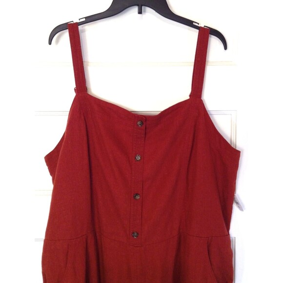 Old Navy Romper Wn 2XLT Rust Orange Short Overalls Back Smocking Pockets Travel - Picture 4 of 13